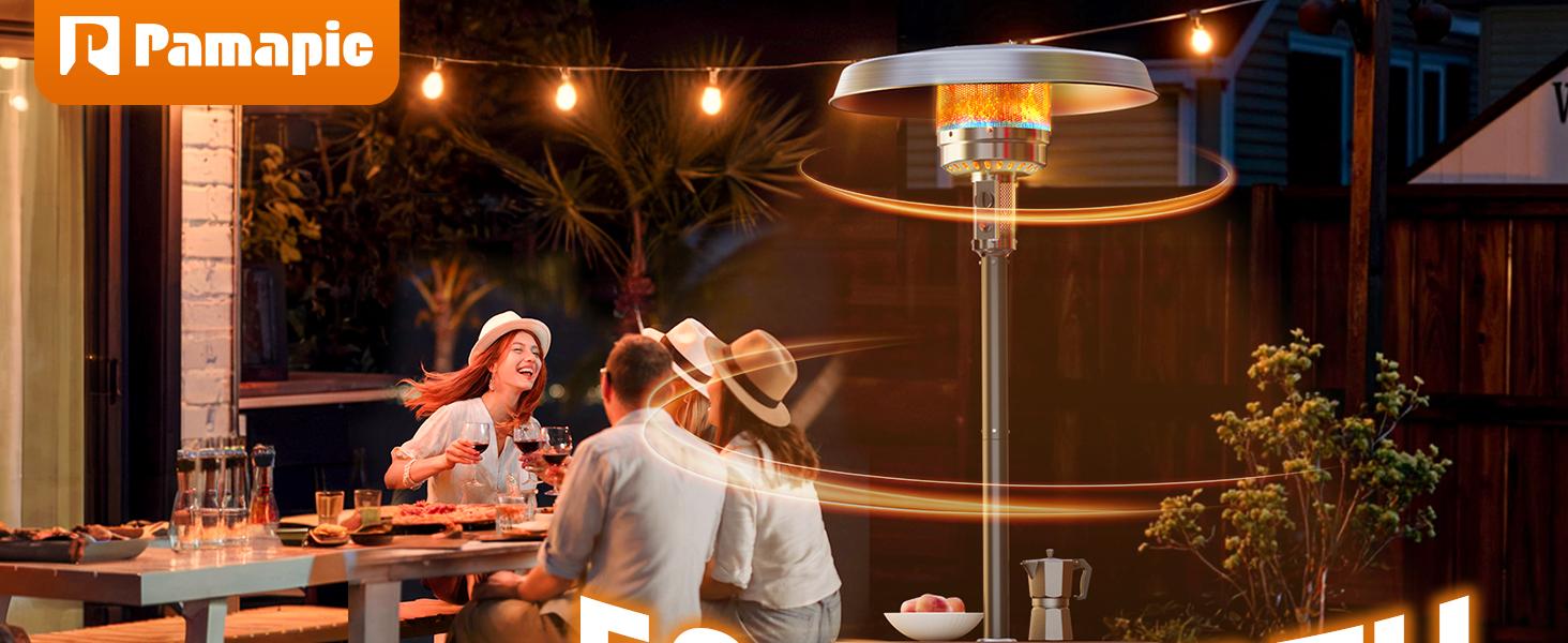 【2 packages shipping】Patio heater, 50,000 BTU Propane Outdoor Heater with Round Table, Premium 304 Stainless Steel Burner, Triple Protection System，2 in 1 Patio Heater for Outdoor Use, Residential & Commercial Use