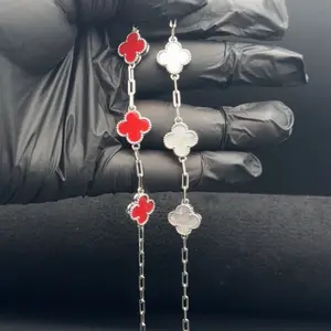 Paperclip clover style bracelet Silver926