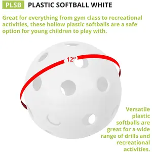 Champion Plastic Wiffle Softball - 12 inch - White - Each
