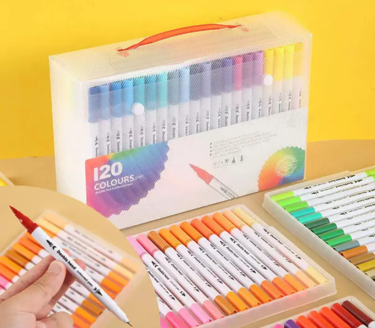 60-Color Dual-Tip Brush Markers Set - Non-Toxic Acrylic Ink Art Pens for Calligraphy & Coloring, Ages 6+ - Versatile, Vibrant, Blendable, Long-Lasting