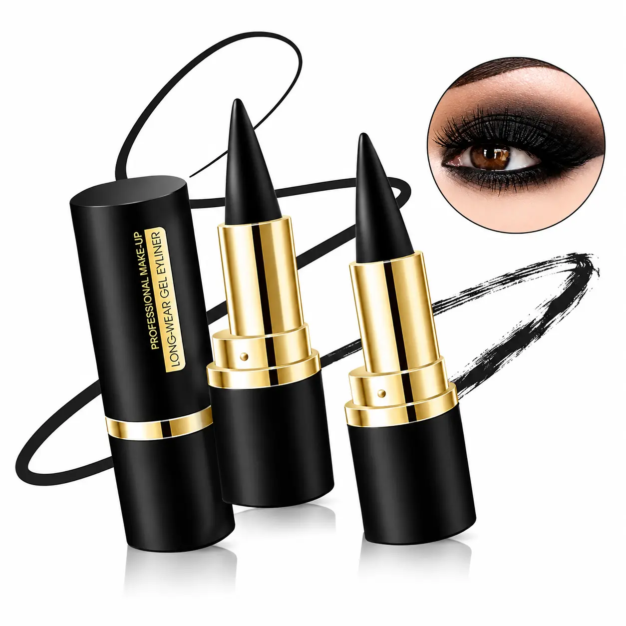 Long Lasting Gel Eyeliner Pencil Set, 2 PCS Black - Smudge Proof & Quick-Dry Formula for a Flawless Finish, Easy to Apply for All Skin Tones, Smudge Proof Eyeliner, Smooth, Long Lasting Eyeliner