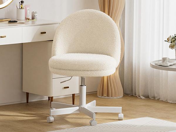 COMHOMA Teddy Velvet Office Chair with Wheels - Versatile Height Adjustment 17.7" to 23.6" - Ergonomic Design with Bow Lumbar Pillow - Compact Armless Vanity Chair for Desk & Bar Stools - Perfect Gift COMHOMA Teddy Velvet Office Chair with Wheels - Versatile Height Adjustment 17.7" to 23.6" - Ergonomic Design with Bow Lumbar Pillow - Compact Armless Vanity Chair for Desk & Bar Stools - Perfect Gift