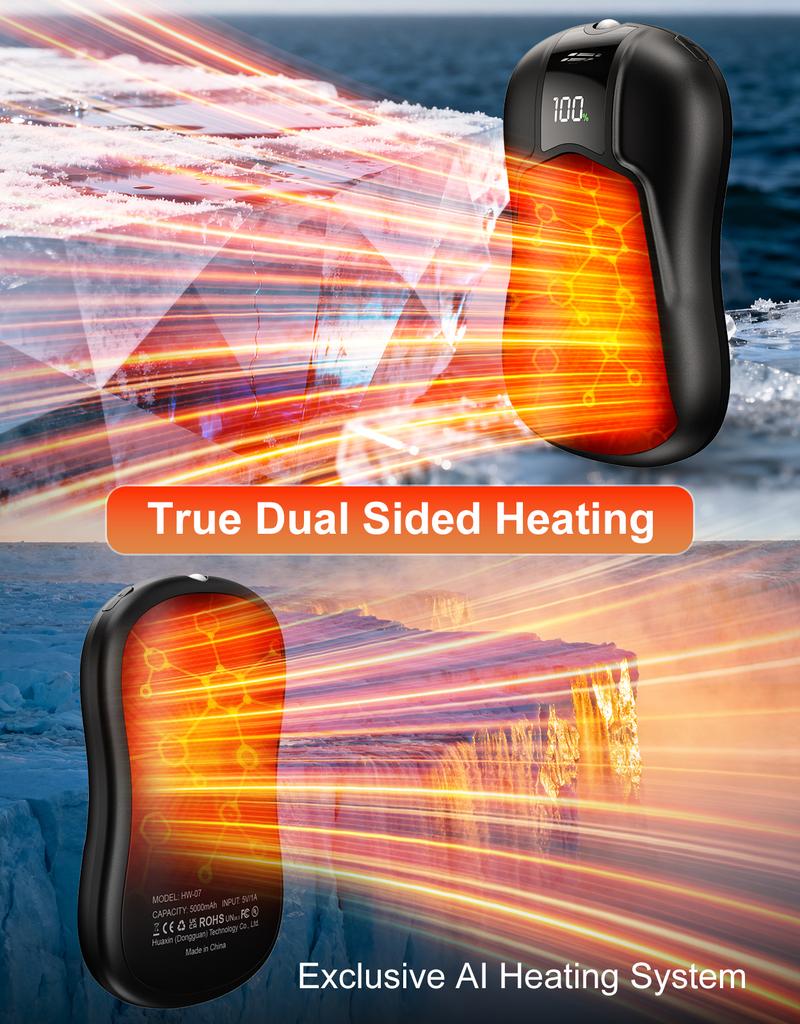 Valentine's Day gift Nexillumi AI Rechargeable Dual-Sided Hand Warmers (2-pack) - Long battery life, UL certified, 5 temperature settings, gift box packaging, suitable for outdoor activities, skiing, watching sports, camping, hunting, etc., Valentine's Day gift Nexillumi AI Rechargeable Dual-Sided Hand Warmers (2-pack) - Long battery life, UL certified, 5 temperature settings, gift box packaging, suitable for outdoor activities, skiing, watching sports, camping, hunting, etc.,