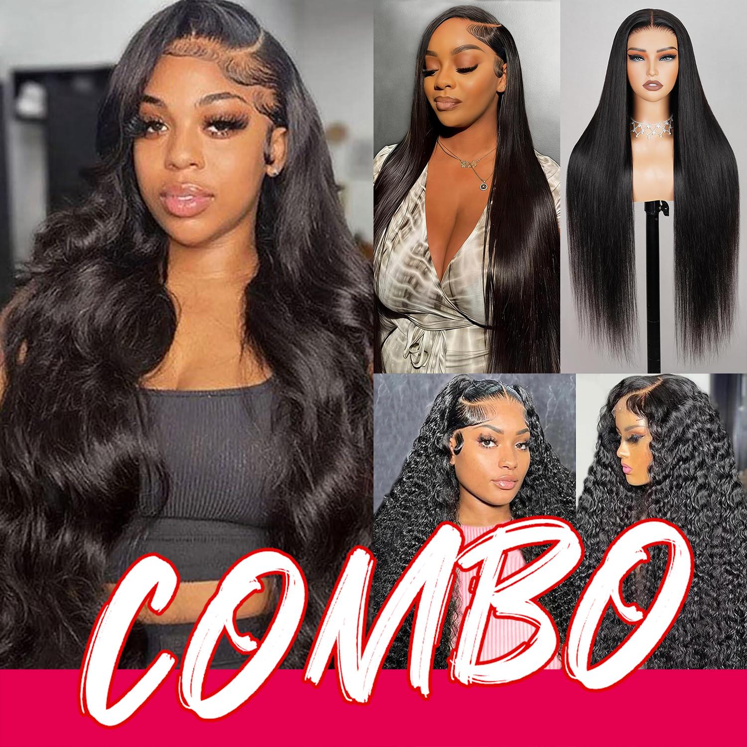 [Live Combo sale 22"&22"&30"] 22inch +22inch +30inch Body Wave Lace Front Wigs Human Hair Pre Plucked 13x4 HD Lace Front Wigs Human Hair 180% Density Body Wave Frontal Wigs Human Hair for Women Straight