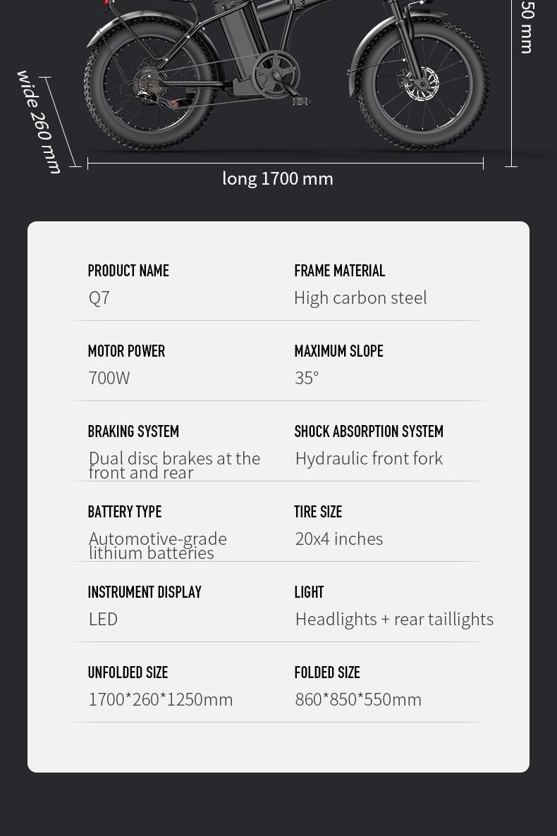 20-Inch All-Terrain Electric Folding Bicycle with High-Carbon Steel Structure 48V 20A-25A Battery 20x4 Off-Road Tires for Versatile Use as Electric Bicycle & Motorcycle SpringStatements