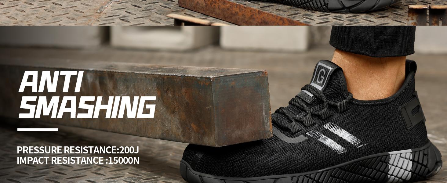 RUMFEN Steel Toe Shoes for Men Composite Shoes for Men Work for Women Safety Steel Toe Sneakers Lightweight Comfortable for Roofing Indestructible Steel Toe Tennis Shoes