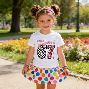 Children Stylish 67 Digital Pattern Crew Neck T-Shirt Breathable Lightweight Short Sleeve Tee Casual Daily Streetwear for Kids Summer Clothing