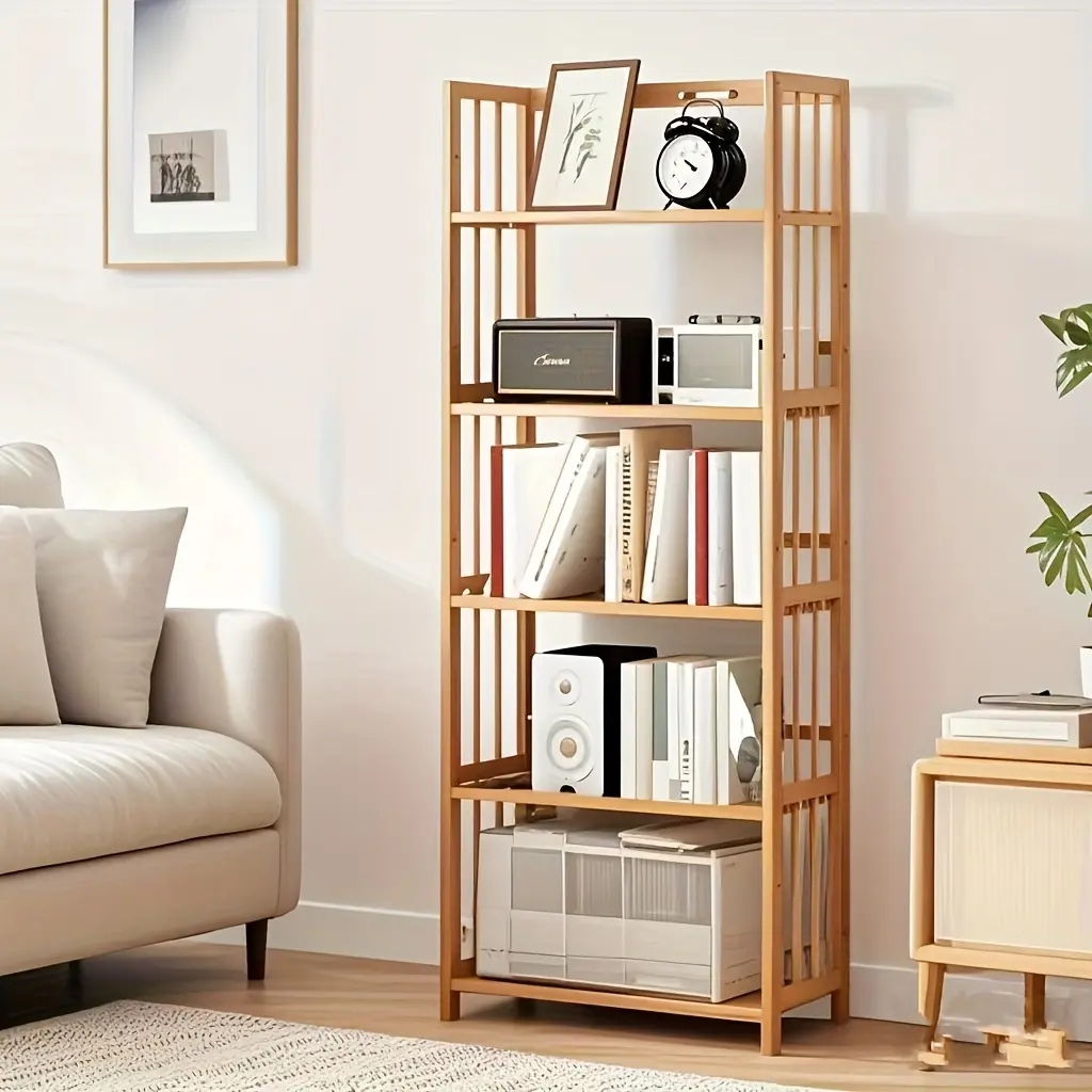 Bamboo Multi-Tier Adjustable Bookshelf Tower - Rectangular Organizer Storage for Office, Kitchen, Living Room, Storage Organization Home Accessory, Bamboo Bookshelf Tower, Home Use