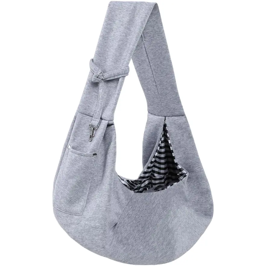 Hands-Free Reversible Animal Carrier Sling for Small Dogs & Cats (Up to 15 lbs) - Soft, Breathable Fabric, Thick Shoulder Strap, Cozy Wrap-Style Bag for Walking, Daily Outings, Reversible Sides