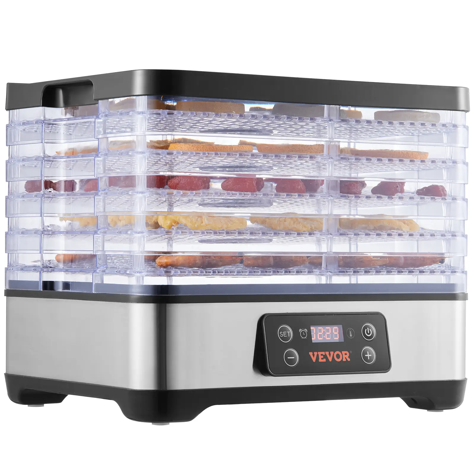 VEVOR PP Countertop Food Dehydrator, 5-Layer BPA-Free Food-Safe Trays, 300W Electric Dryer with Digital Adjustable Timer, Adjustable Temperature, ETL Listed, Even Drying, 1.7 lbs Per Tray, Father's Day Kitchen Gift for Jerky, 5-Layer Bpa-Free Trays