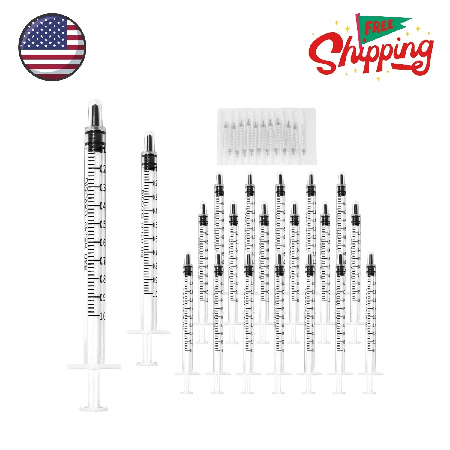 20 Pack 1ml Syringe for Liquid, 1cc Plastic Small Syringes