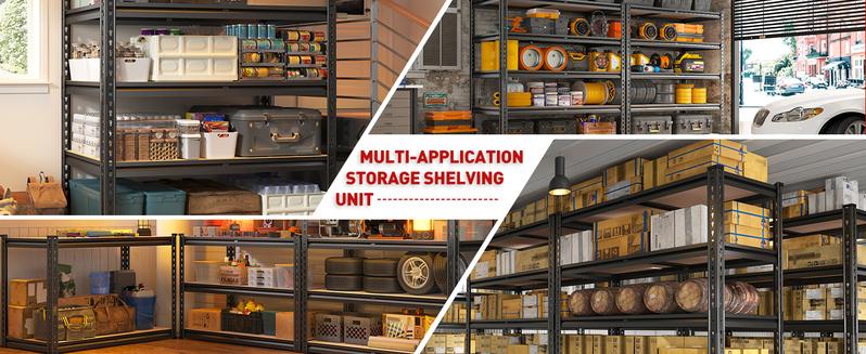 Raybee Furniture 72" H Garage Shelving,Heavy Duty 2000 LBS Storage Shelves,Adjustable 5 Tier Metal Shelf Utility Rack for Garage Basement Pantry Kitchen Organiser