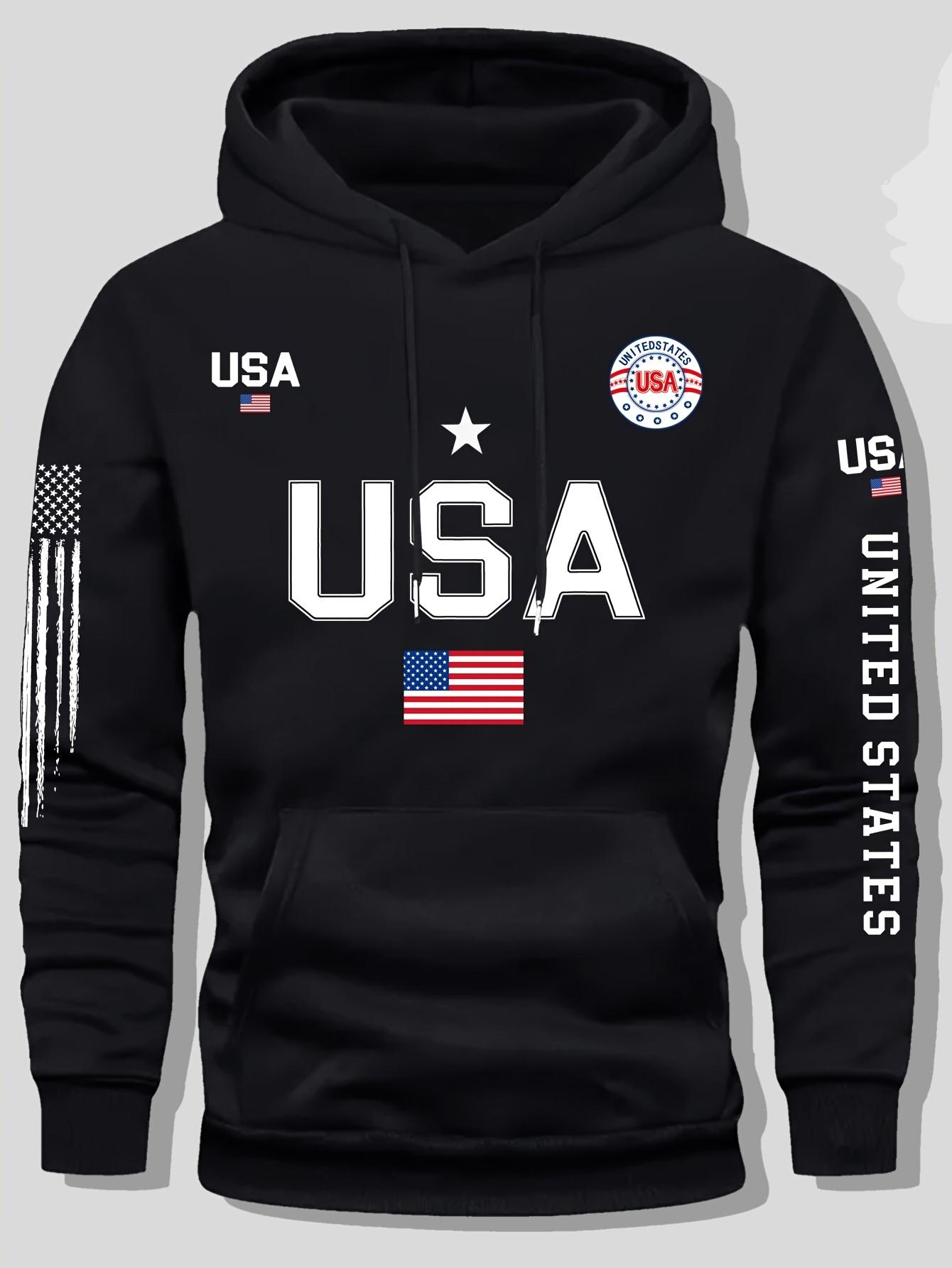 USA flag print hoodie men's fleece sweatshirt, United States letter print unisex casual knit fabric pullover for students and couples fashion hoodie for autumn and winter, 2026spring pullover hooded sports hoodie USA flag print hoodie men's fleece sweatshirt, United States letter print unisex casual knit fabric pullover for students and couples fashion hoodie for autumn and winter, 2026spring pullover hooded sports hoodie