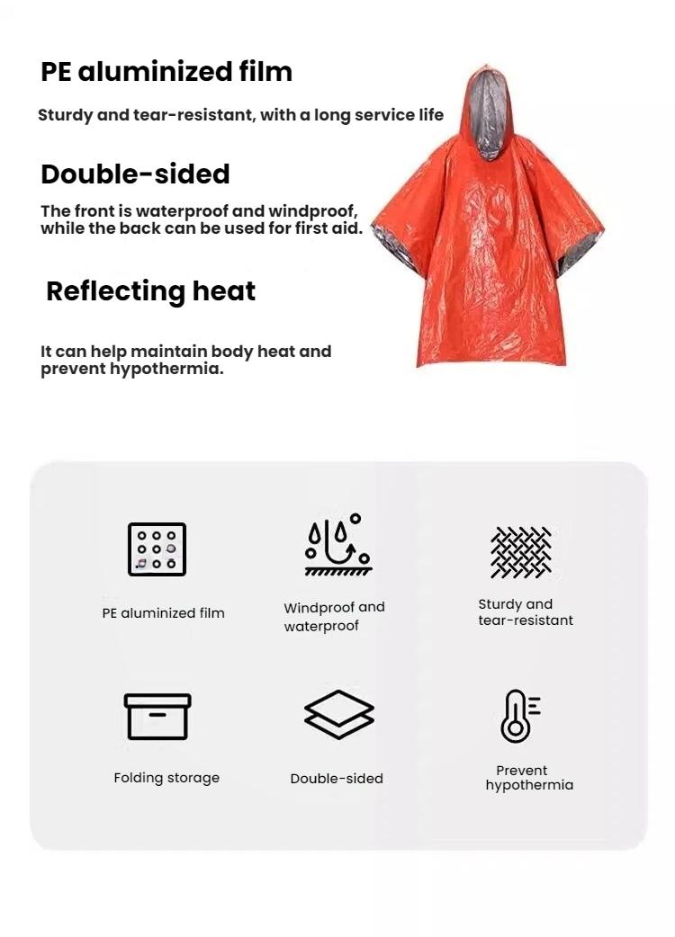 emergency tool plant growth Outdoor Portable Emergency Raincoat for Hiking - Thermal Insulation Anti-Hypothermia Protection & Quick Dry Rain Gear hvac tech