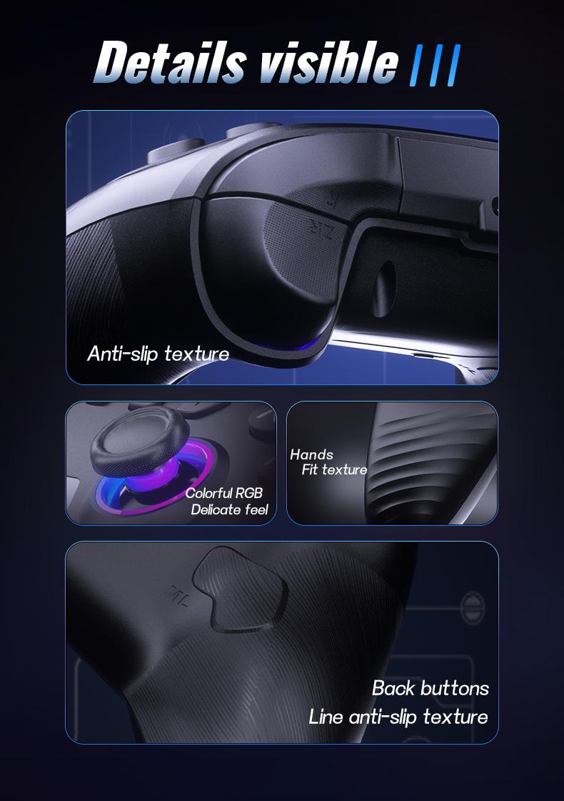 YUYIU Wind Chaser 2 Wireless Anti-Stick Drift Controller  Hall Effect Joystick, Linear Triggers, 6-Axis Gyro, Dual Vibration, Macro Back Buttons, & Replaceable D-Pad for Switch, PC, Steam, Android | 1000Hz Polling, RGB, 1000mAh