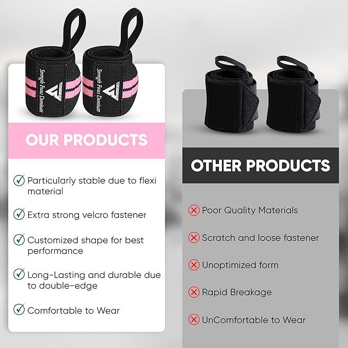 Weightlifting Wrist Wraps – 18” Heavy Duty Cotton Wrist Support with Thumb Loop for Powerlifting, Strength Training & Bodybuilding