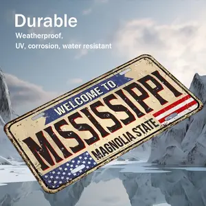 Aluminum metal sign with American flag design -30x15 cm/11.81x5.9 inch home, coffee shop, garage wall decoration - Mississippi Mulan themed decorative sign, no electricity required, outdoor decoration, indoor decoration, rural style design funny tin sign