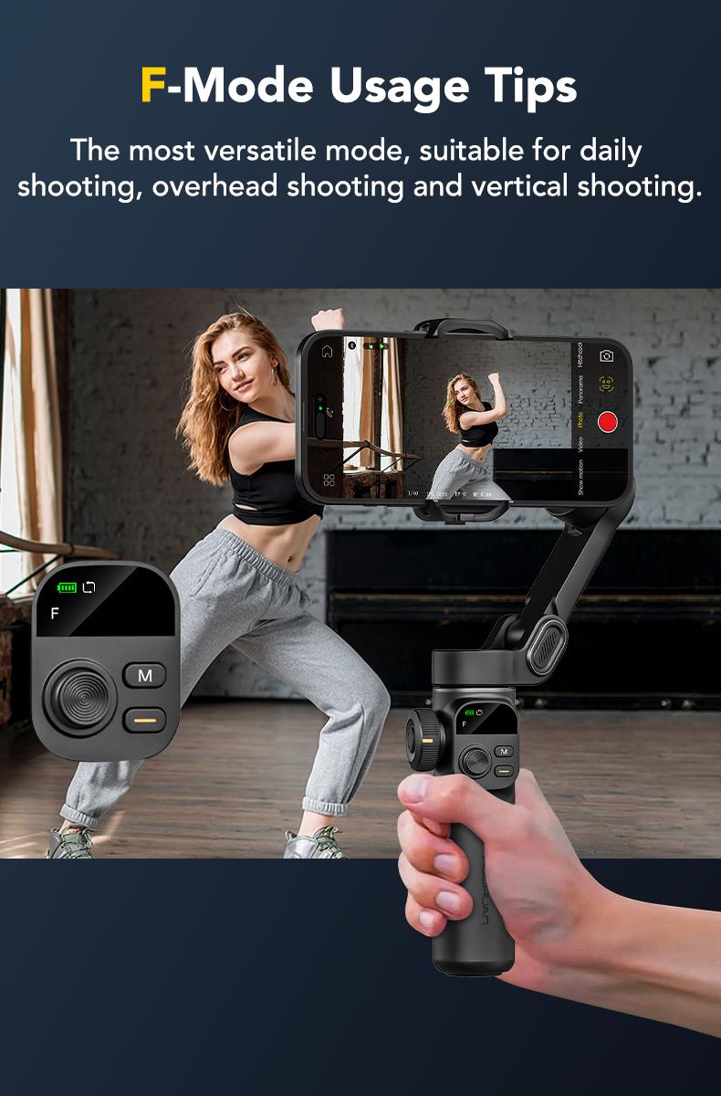 AOCHUAN Gimbal Stabilizer for iPhone, 3-Axis Smartphone Gimbal Built in 7.8' Extension Rod, Portable Gimbal Stabilizer w/OLED Display for iPhone/Android, Perfect for TikTok YouTube Vlogging-Smart X2-2