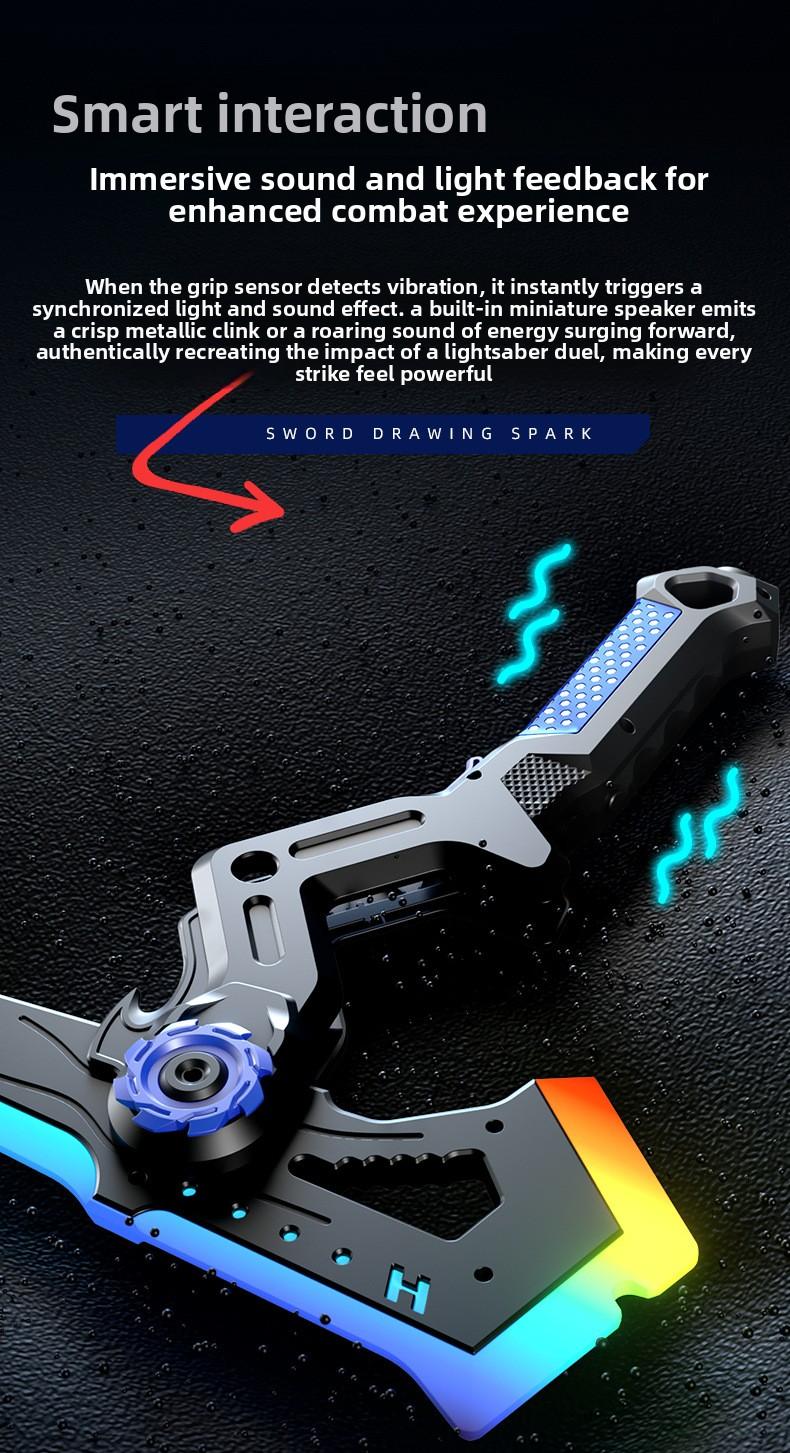 Cool Shadow Sword Ax with LED Lighting Effect 7-Color RGB Changing Atomizing Spray Transformable Dual Form Battle Ax for Role Play Party Christmas Gifts