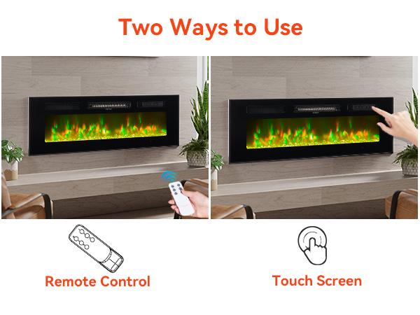 【Adjustable Flame Fireplace only】oneinmil DIY Electric Fireplace Insert，1500W Wall Mounted & Recessed Fireplace, Freestanding Fireplace Heater with Remote & Touch Panel Control,Adjustable Flame Effect, 8H Timer for Indoor use