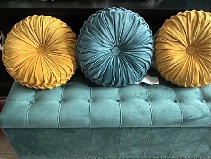 HIG 2 PCS Pumpkin Pleated Round Throw Pillows for Chair Sofa Home Decor lumbar pillow
