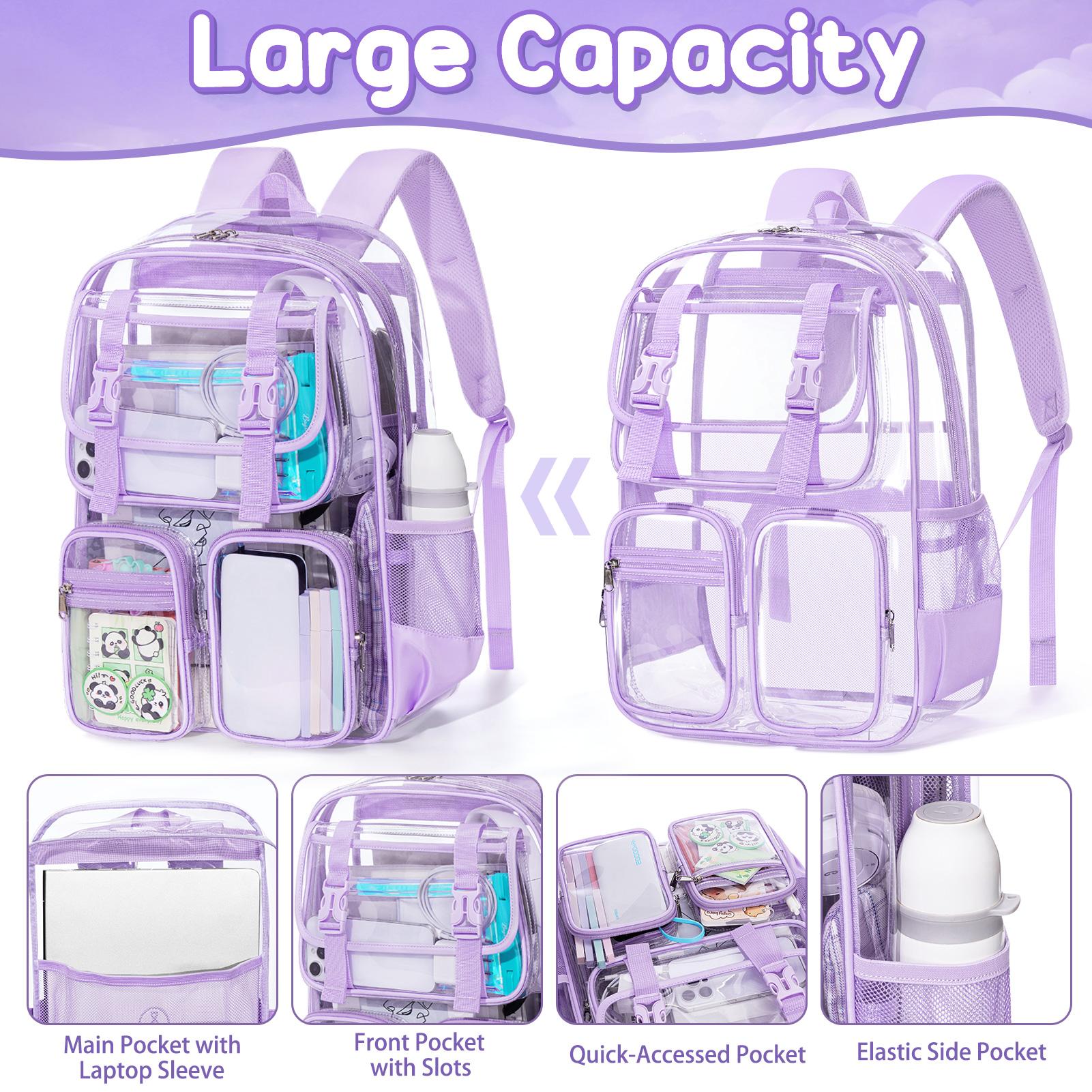 Fimibuke Waterproof Clear Backpack 3PCS Set with Lunch Box & Pencil Case – Lightweight School Backpack Stadium Approved for Elementary, Middle & High School Students TikTokShopBacktoSchool