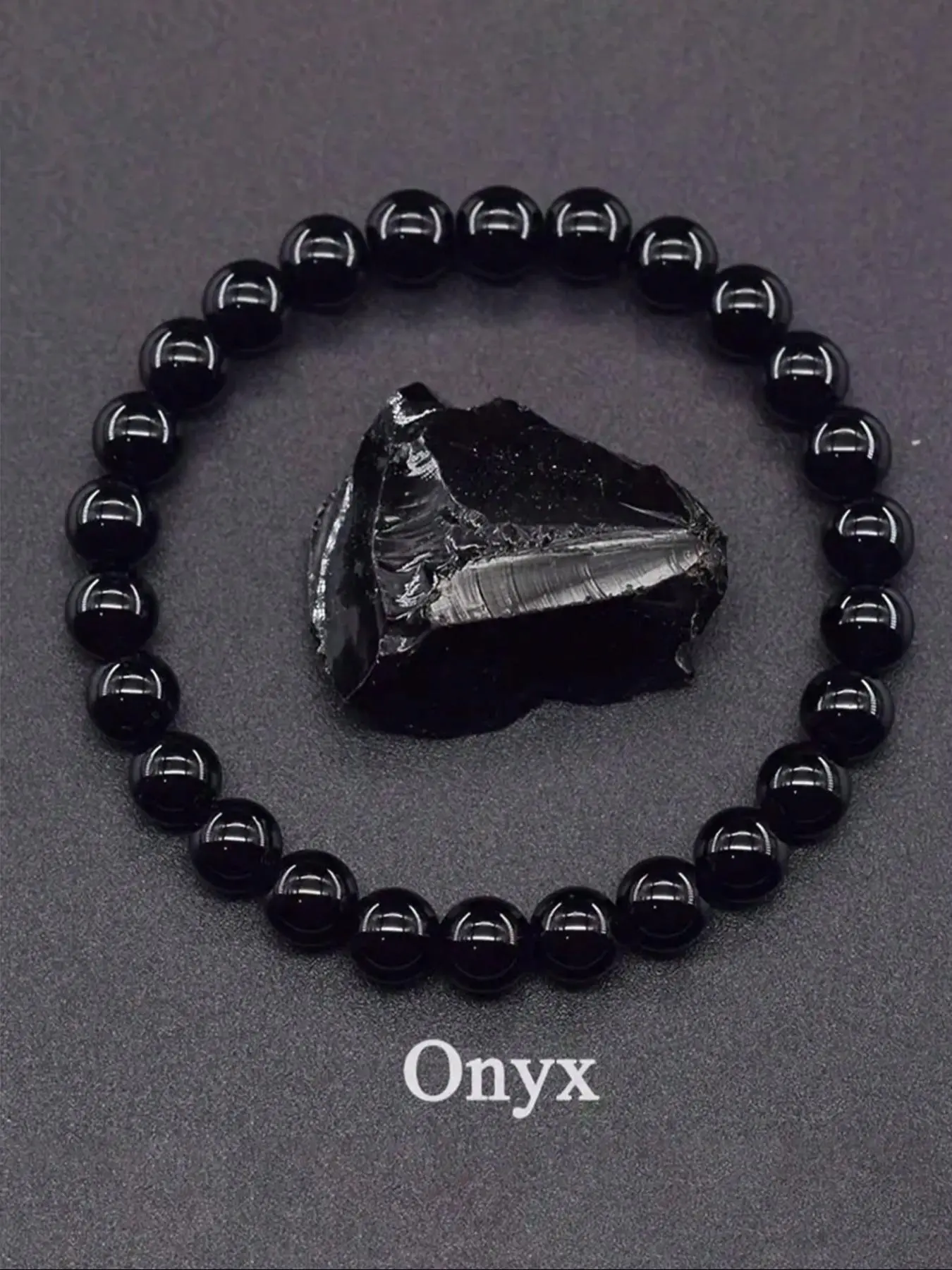Unisex Minimalist Black Onyx Beaded High Quality Bracelet, Fashionable Jewelry for Men & Women for Party, Daily Clothing Decor, Trendy All-match & Exquisite Jewelry for Birthday Gift