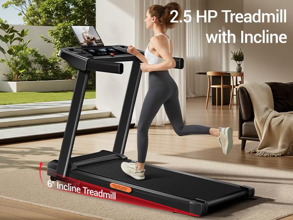 Incline Treadmill with Handle for Home and Office, Folding Treadmills with 300 Lbs Weight Capacity, 3.0HP Quiet Walking Pad Treadmill, Three LED Screen Display SpringStatements