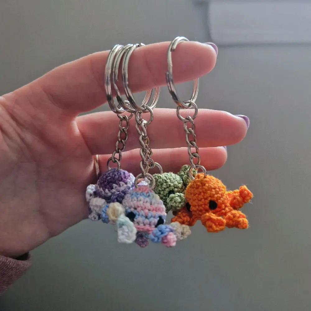 Microcrochet octopus keyring crochet amigurumi - handmade, multiple colour choices