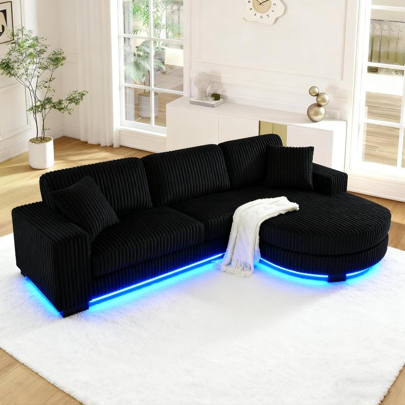 [3 Pack] Niccae Modern Floor Standing Sofa with 2 Pillows Convertible Foam Bed Sofa Corduroy Upholstered Lounger L Shaped Sectional Sofa with Ottoman Sectional Sofa for Home Office Living Room Bedroom Apartment Viral Boneless Sofa