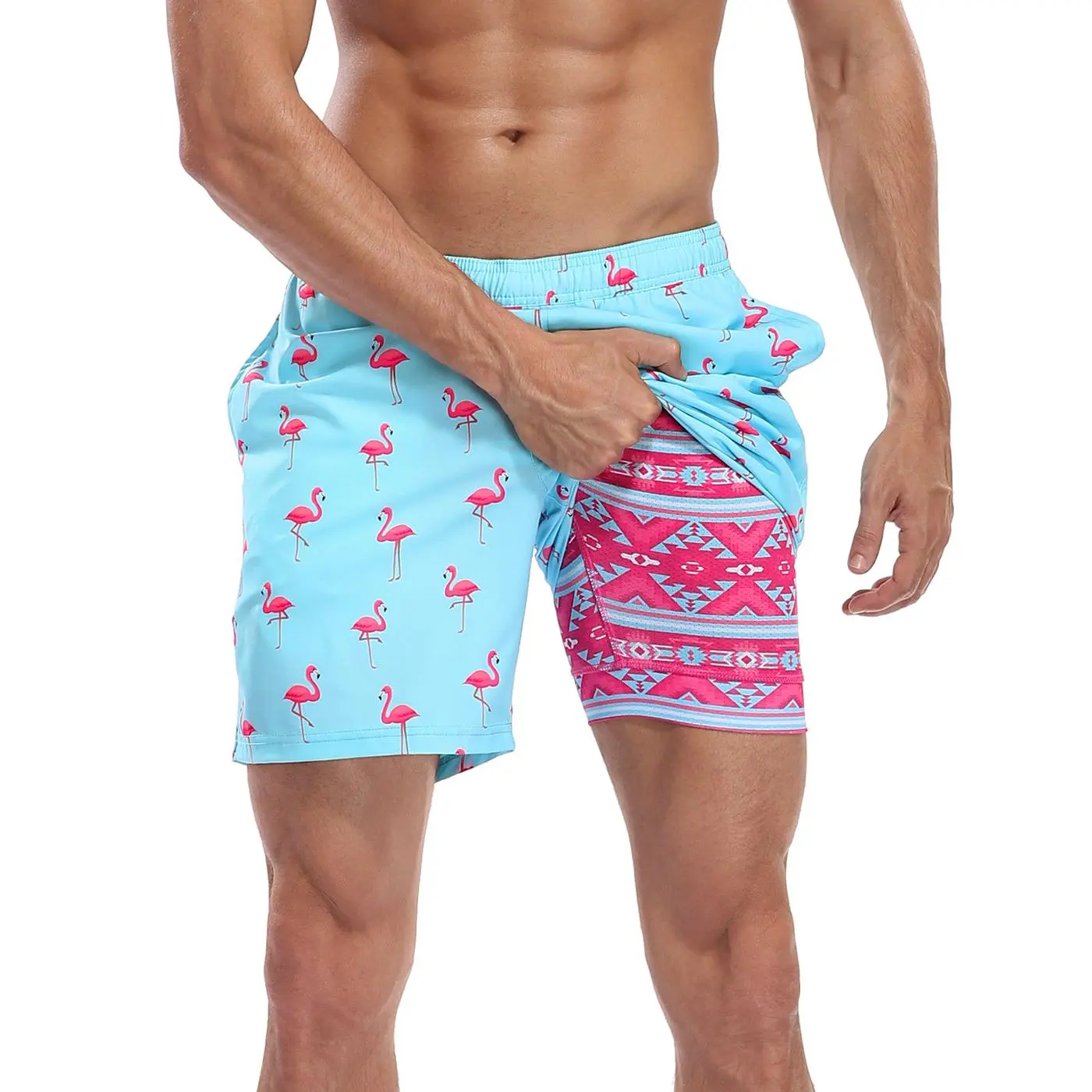 LRD Men’s 7-in Above-Knee Quick-Dry Polyester Blend Swimming Trunks (Mesh Liner, Adjustable Waist, Multi-Size) – Essential for Beach Sports, Unisex Swim Shorts