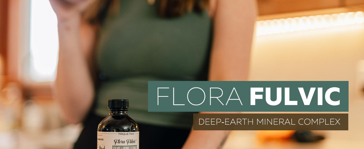 Flora Fulvic | Natural Trace Mineral Complex with Fulvic Acid & Humic Acid – 550 mg, Mined in Utah, Supports Gut Health & Digestion – 8 fl oz