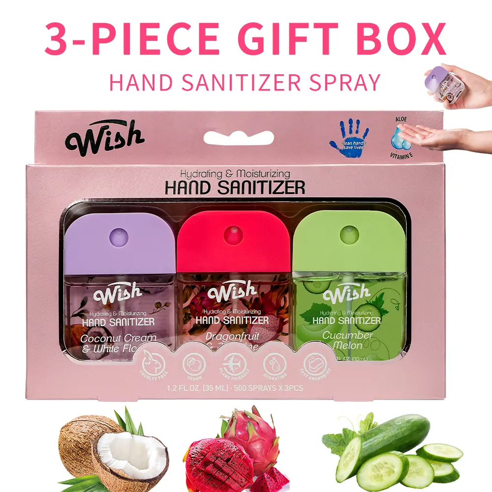 6-PCS Multi Pack Hydrating Moisturizing Anti Bacterial Care Disinfection Liquid Hand Sanitizer Spray Set, 1.2 Fl Oz Portable Travel Gift Box, 6 Different Scents, Ideal for Daily Life, Gift Giving, Moisturizing Hand Sanitizer