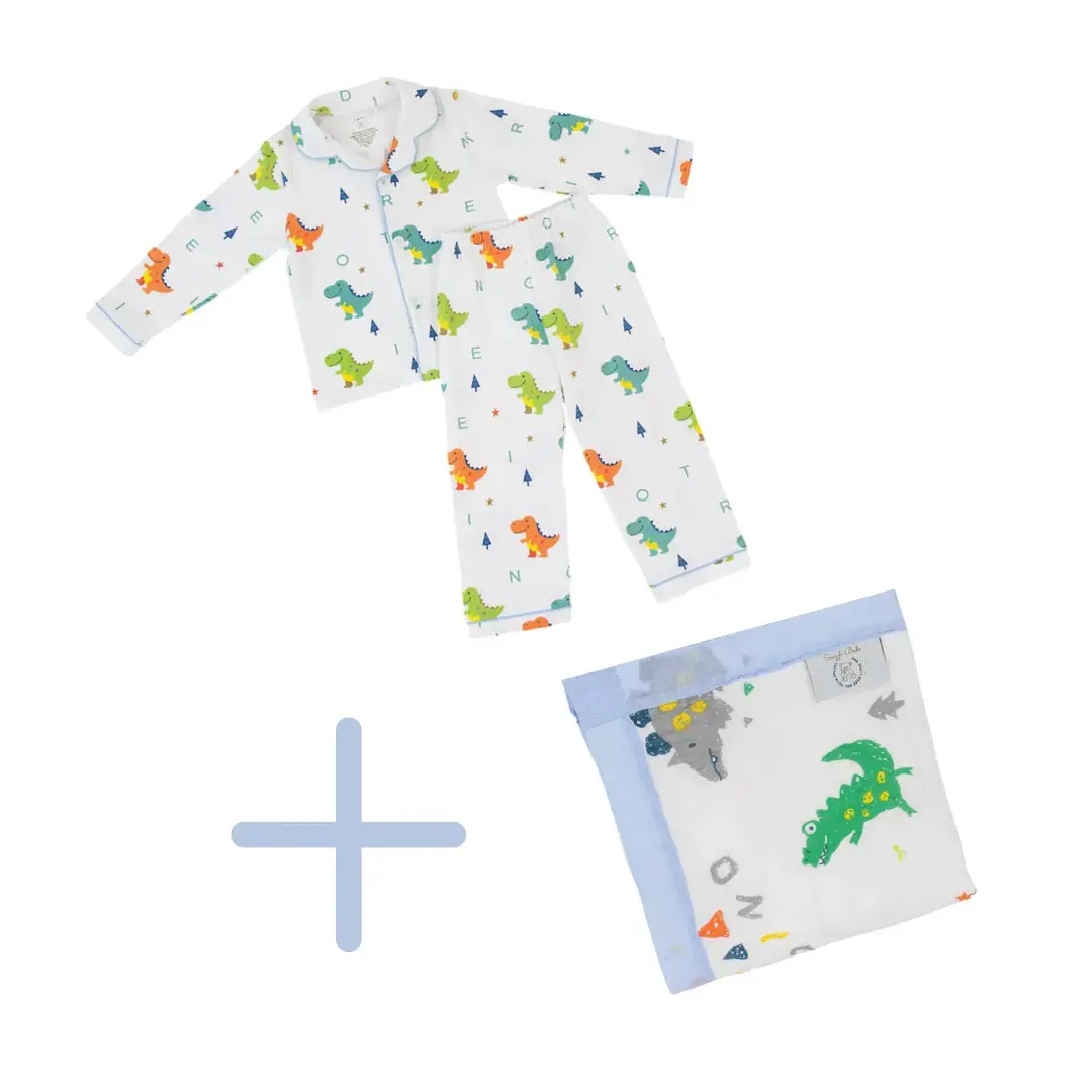 Dino Dreams Blanket + Dino Dreams Pajamas Bundle