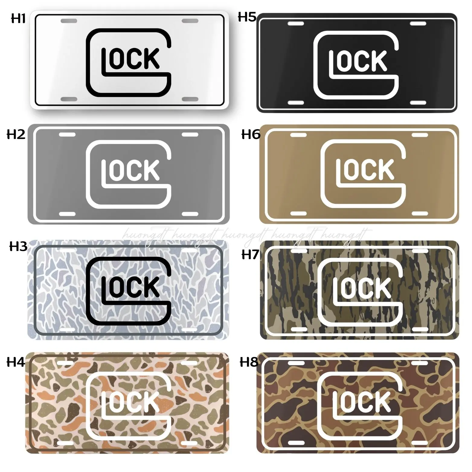 GLOCK Camo License Plate, 100% Aluminum 12 x 6 Inch Front License Plate, Pre-Drilled for Easy Installation, Made in USA, Camo Metal Auto Tag for Truck SUV Car Gift