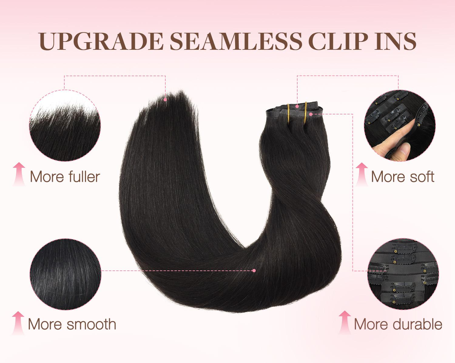 GOOGOO Hair Extensions Seamless Clip in Human Hair Natural Straight#Greenish#TikTokShopSpringGlowUp