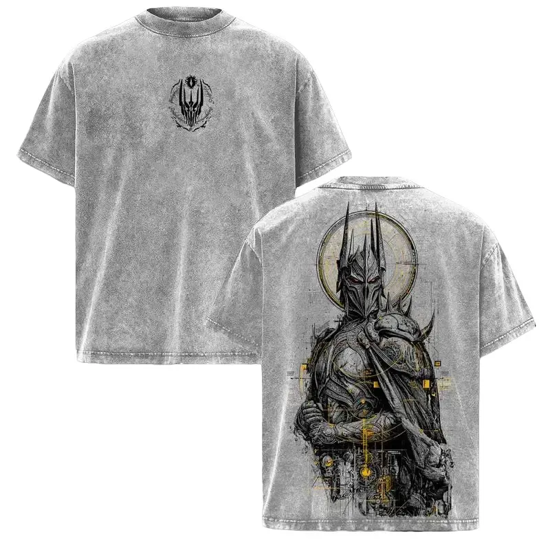 Sauron – The Lord of the Rings Oversize Fantasy Graphic Tee, Acid Washed Heavy Cotton Shirt, Vintage Dark Fantasy Streetwear, Unisex Casual Wear, Movie Merch, Gift for Gamers Fans
