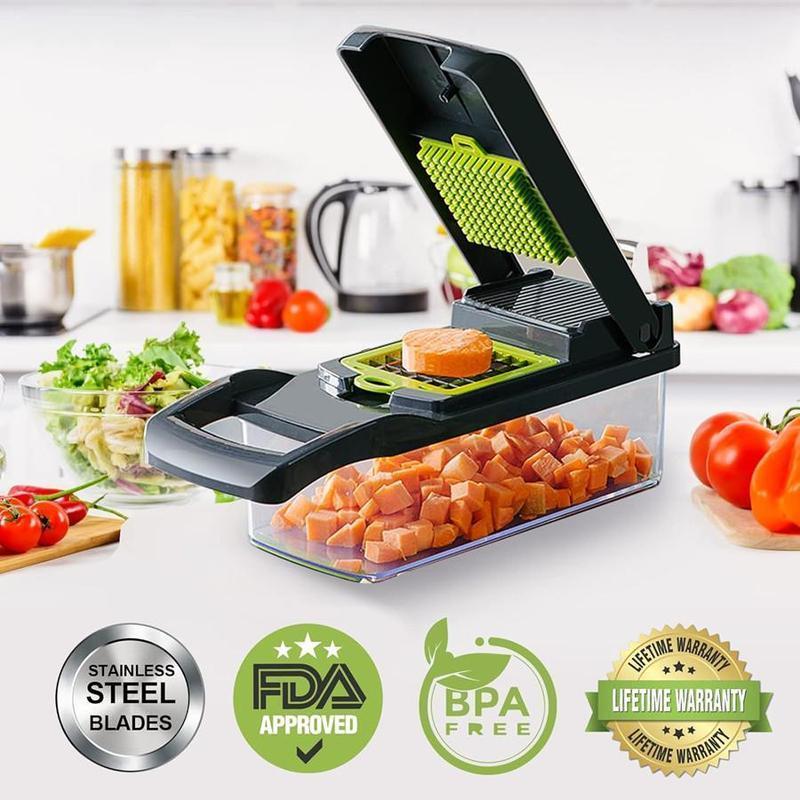 14 in 1 Multifunctional Vegetable Chopper, Durable Vegetable Slicer, Garlic Chopper, Onion Potato Grater, Vegetable Cutting Machine, Kitchen Accessories, Kitchen Gadget