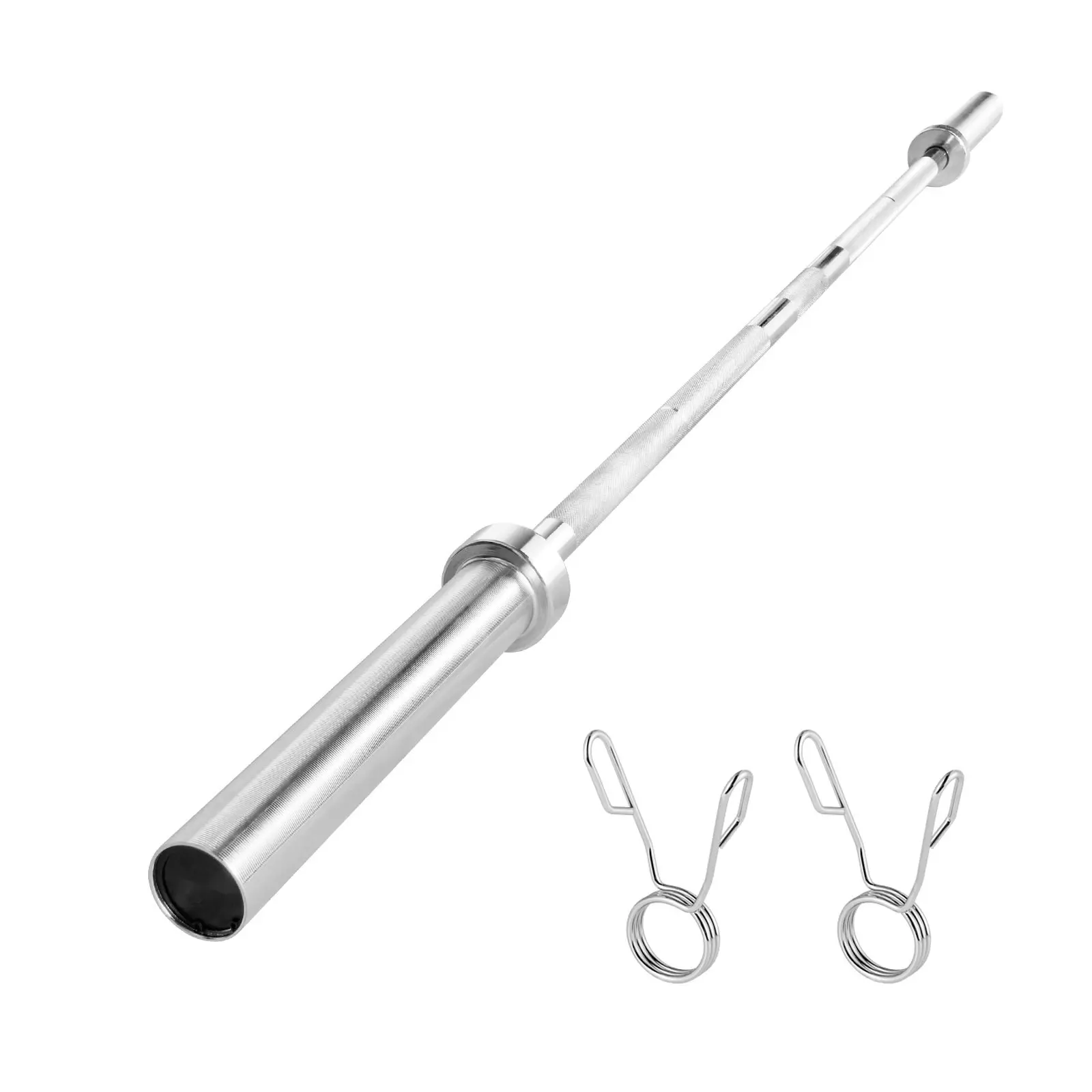 6-Foot Barbell Bar With 2-Inch Weight Plate Compatibility, Chrome-Plated Barbell Bar With Knurled Grip For Strength Training, Weightlifting, Squat, Deadlift, Bench Press, Curl, Overhead Press, 500 Lbs Capacity