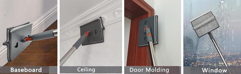 【Black Friday】Baseboard Cleaner Tool With Long Handle Wall Cleaner Mop With Extendable Handle 6 Reusable Mop Pads Duster Cleaning Tools For Baseboard Floor Door Molding Skirting Board Ceiling Wall Window Tile Adjustable,Christmas Gift