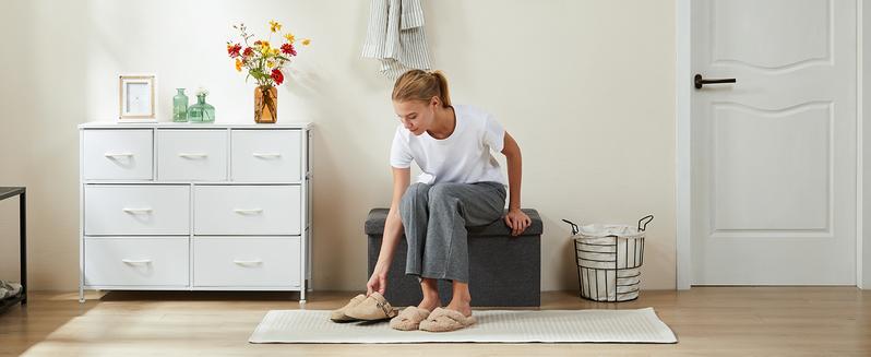 【New Color】Sweet Furniture F Foldable Storage Ottoman Bench - Large Ottoman Chest for Bedroom, End of Bed