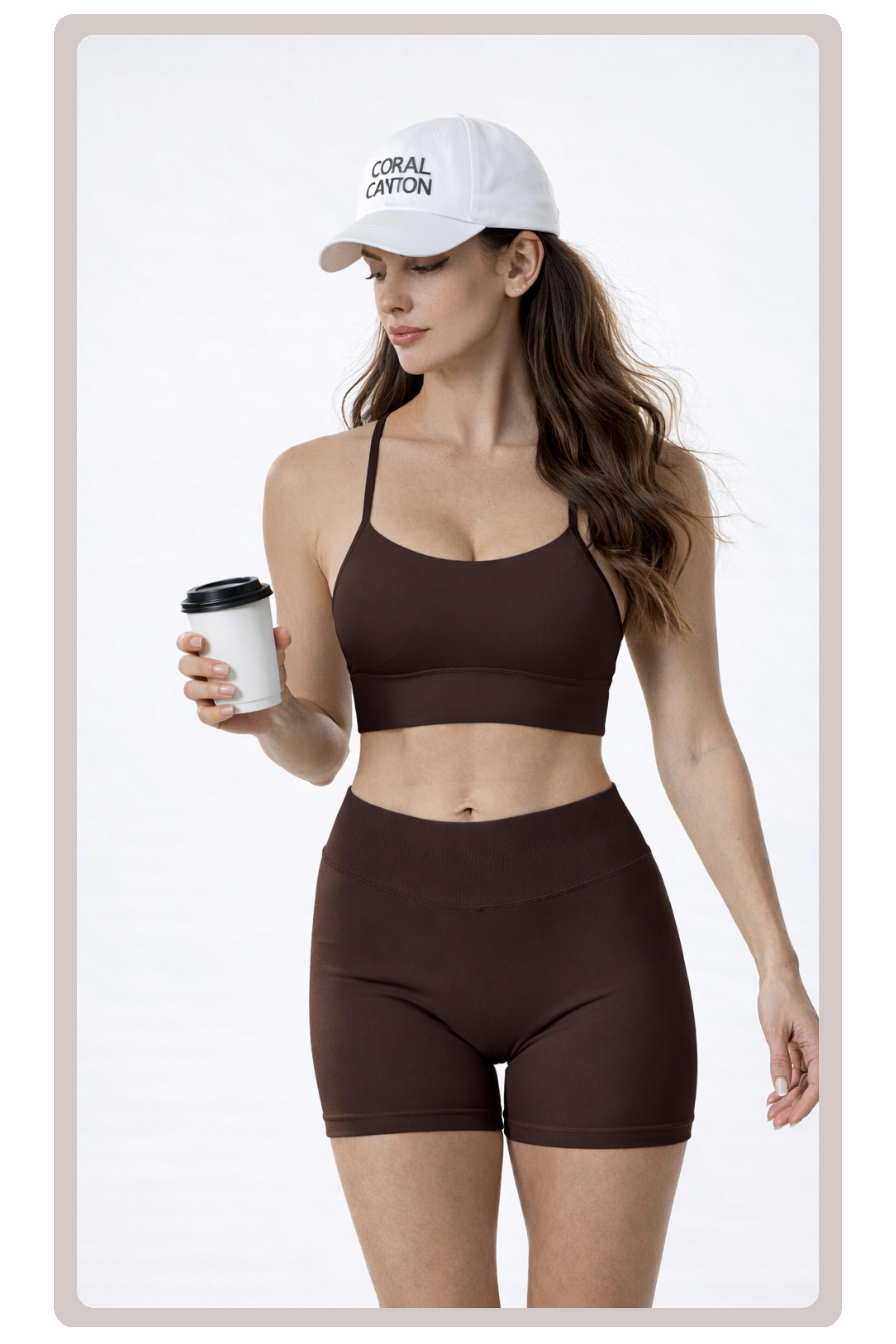 Coral Canton 2pcs Sports Shorts High Waistband Butt Lifting