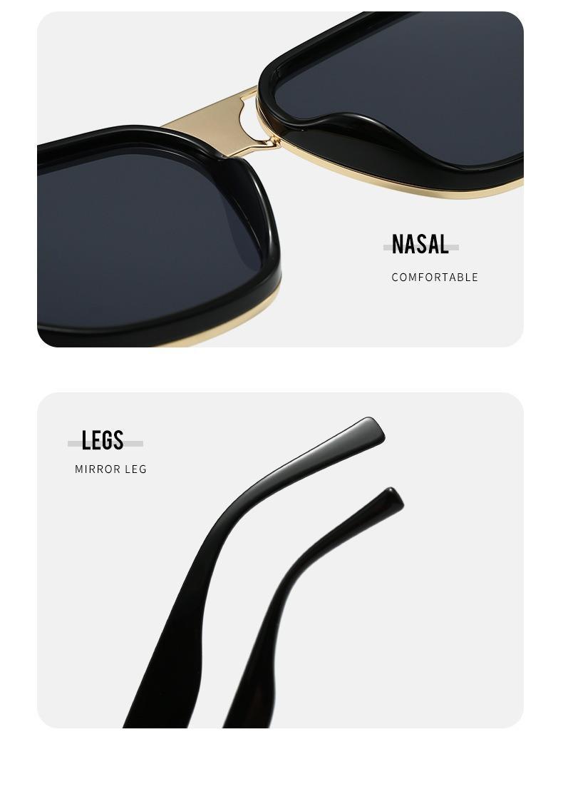 [WishOpen]2026 New Fashionable Luxury Sunglasses European and American Classic Women's Large Frame Metal Frame Casual Luxury Sense Black Frame