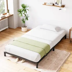 6 Inch Twin Bed Frame No Box Spring Needed, Heavy Duty Metal Platform Bed Frame Twin Size for Bedroom Easy Assembly, Noise Free, Black