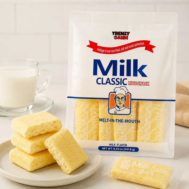 ORBIT-TRENZY GAHM Crunchy Milk Rice Bites - Rice Base, Crunch Texture, 2 Sizes (8.53 oz, 3.95 oz) Shareable Packs, Low-Acrylamide, Korean Viral Ambient Baked Protein-Packed, Light Cream Flavor, Ideal for Adults, Food and Snacks, Popular Snacks