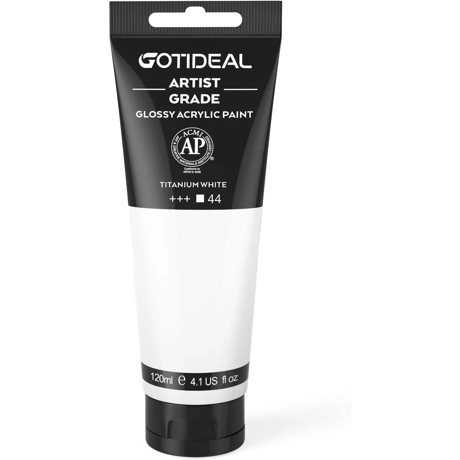 GOTIDEAL Acrylic Paint Titanium White Tubes(120Ml, 4.1 Oz) Non Toxic Non Fading,Rich Pigments for Painters, Adults & Kids, Ideal for Canvas Wood Clay Fabric Ceramic Craft Supplies (Titanium White) GOTIDEAL
