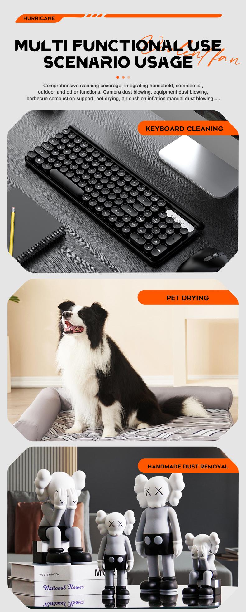 Turbo Fan Air Duster | 130K RPM & 200g Pressure for Industrial Blasting. Deep Clean Car Vents, PC Fans, Furniture & Blow Away Yard Leaves/Snow. 180W Handheld Power