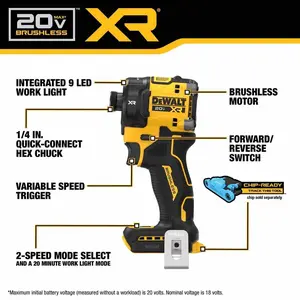 DeWalt DCF870B 20V MAX XR Brushless Cordless 1/4 in. Quiet Hydraulic Impact Driver