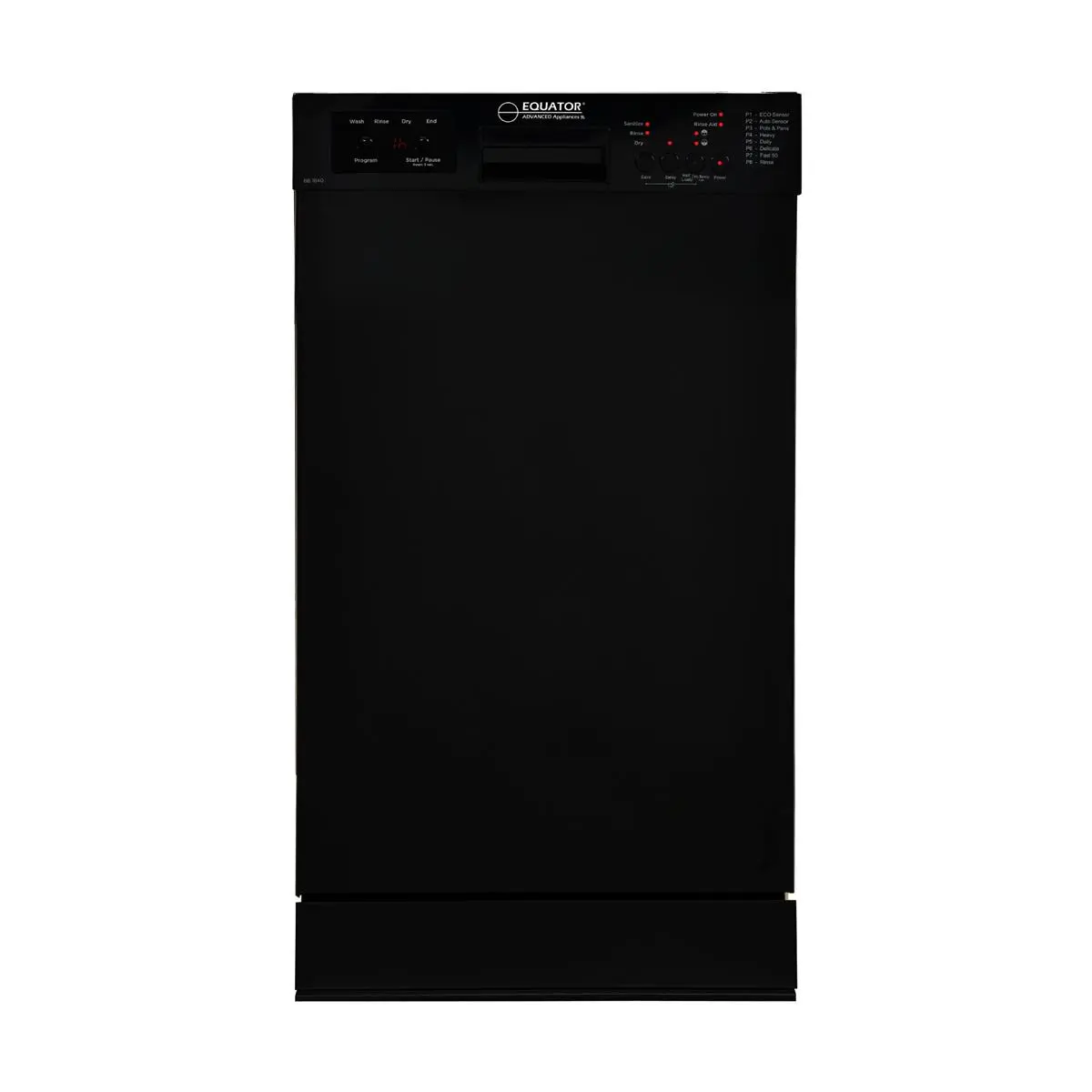 Equator Built-In Stainless Steel Front Control Dishwasher - 18-in, 10 Place Settings, 32x17.63x22.44 in, 72 lb, European-Made, Energy Star Certified, Silent, Child Lock, Dual Spray Arms, Heavy-Duty Pots and Pans Sanitizer, Sanitizes