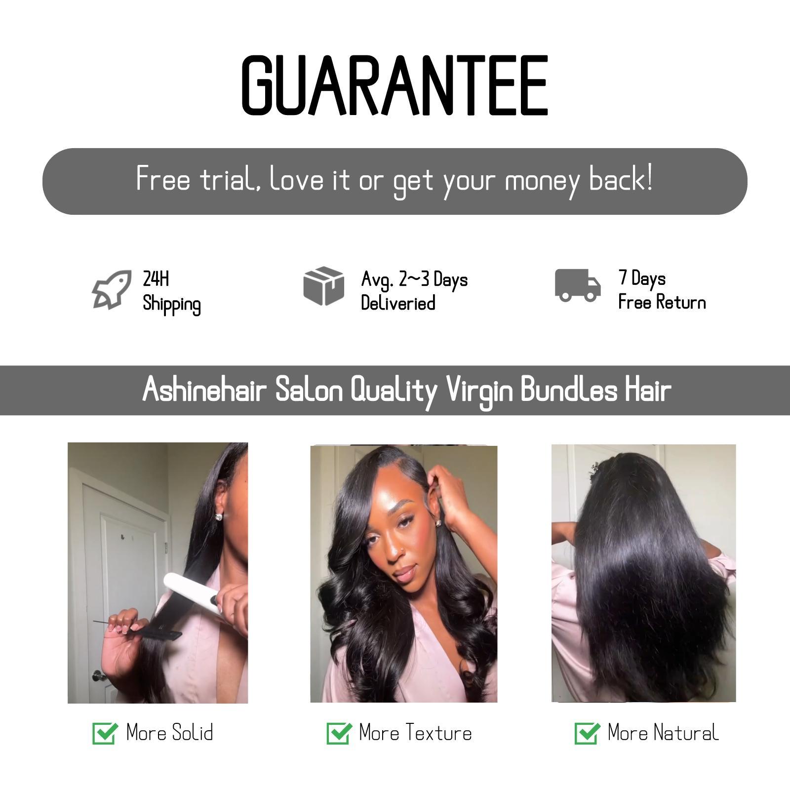 [Ashine] Affordable Brazilian Virgin One-directional Cuticles-sleek, Tangle-resistant, and Re-wearable Glossy Hair 10A Bundles 100% Human Hair Straight/Body Wave 10 To 30 Inch Wigs